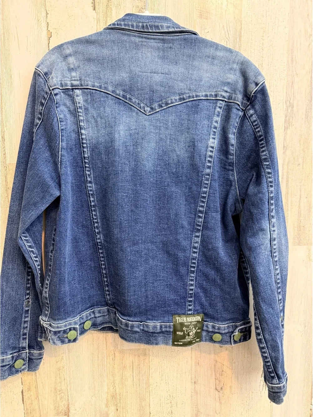 True Religion World Tour Denim Trucker Jacket Men’s L Green Hardware